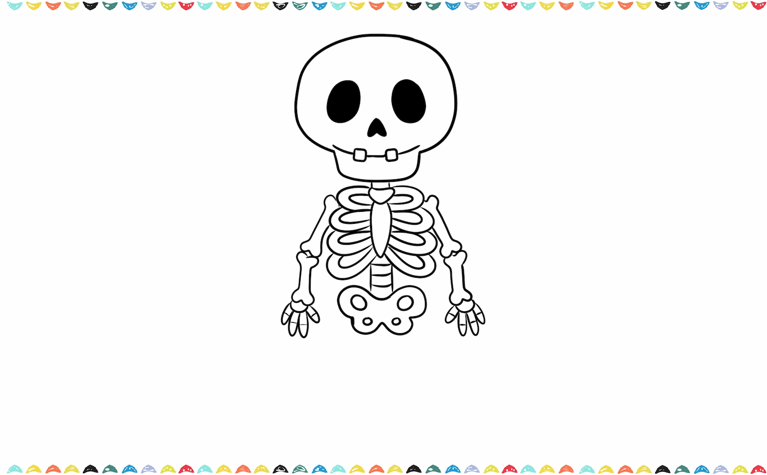 Draw two small circles inside a lateral oval drawn under the rib cage, forming the pelvic bone step 10