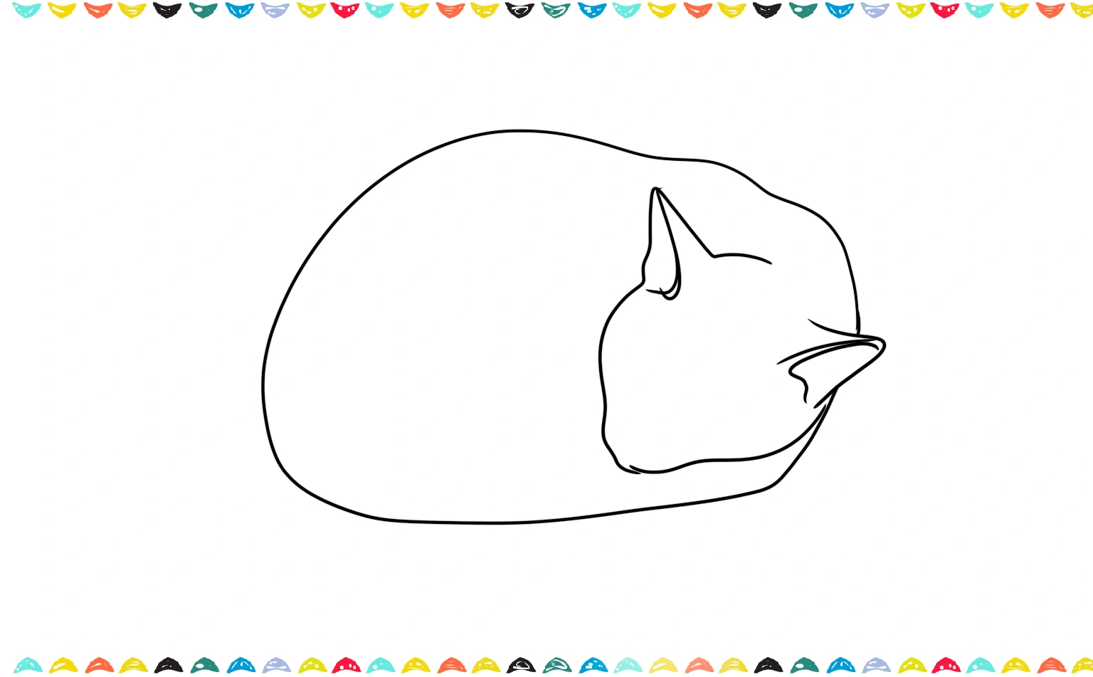 Draw the head shape and add two pointed ears, one more visible than the other, to create a sleepy expression step 2