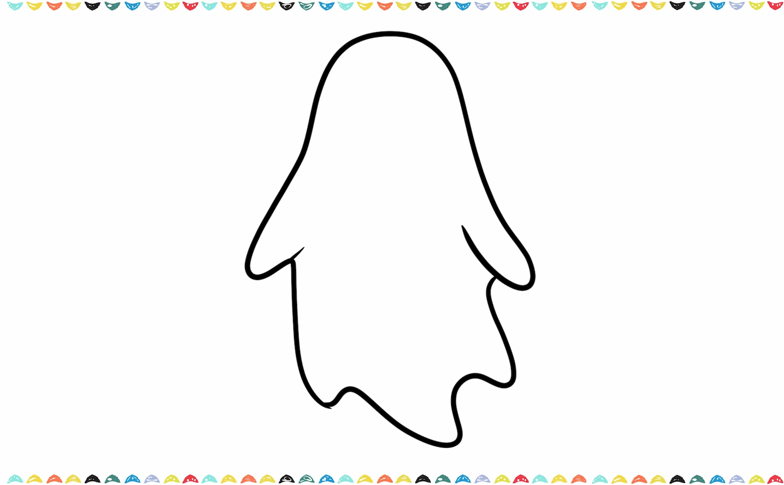 Sketch the base of a ghost's body, showing a dome for the head with flowing lines at the bottom step 1