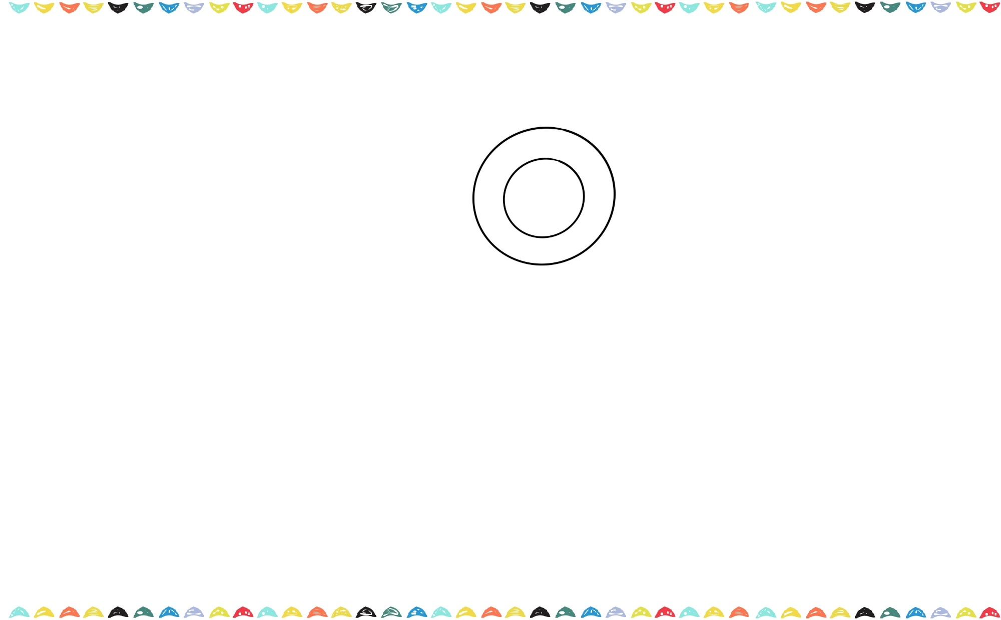 An illustration of a sunflower with a large outer circle and a smaller, inner circle. The image shows the first two basic steps of the drawing tutorial step 2