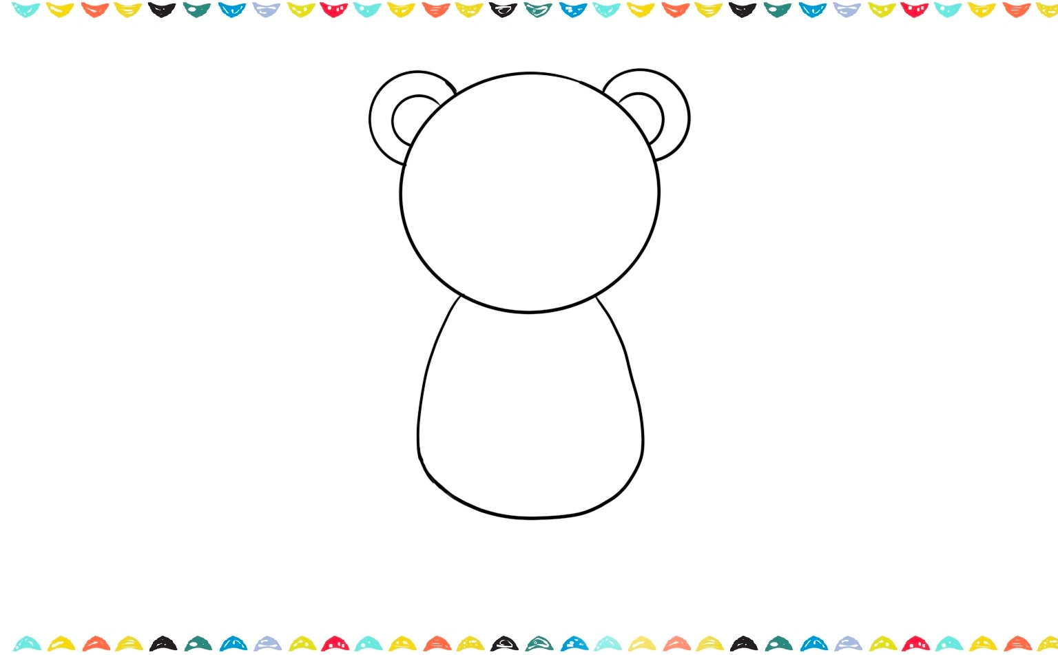 draw a bigger oval right below the head for the teddy bear's body step 3
