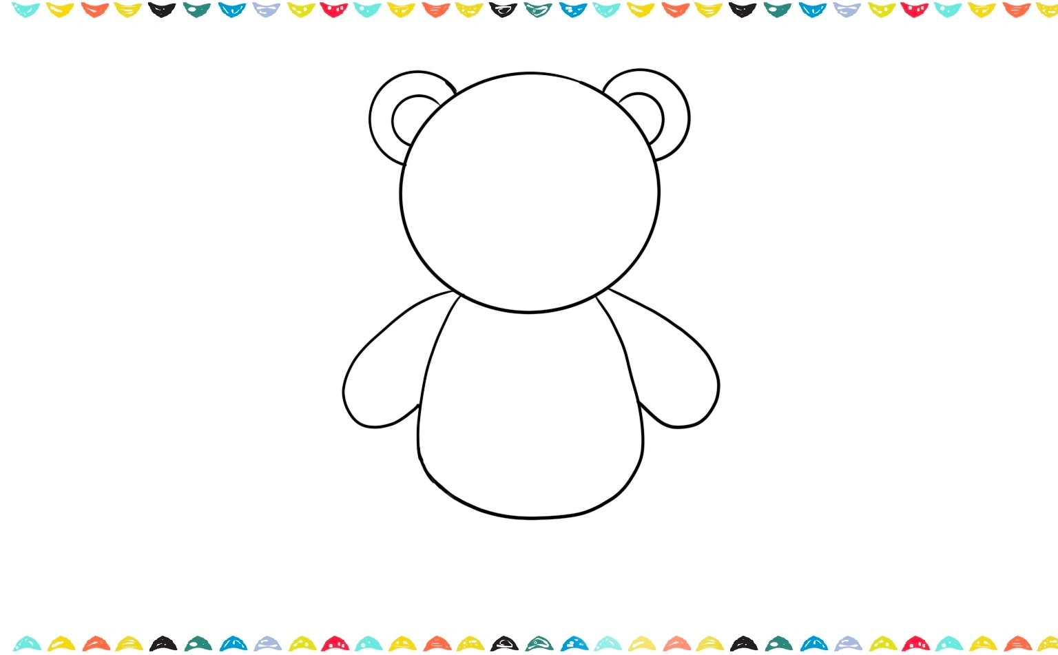 add big, rounded shape on each side of teddy bear drawing step 4