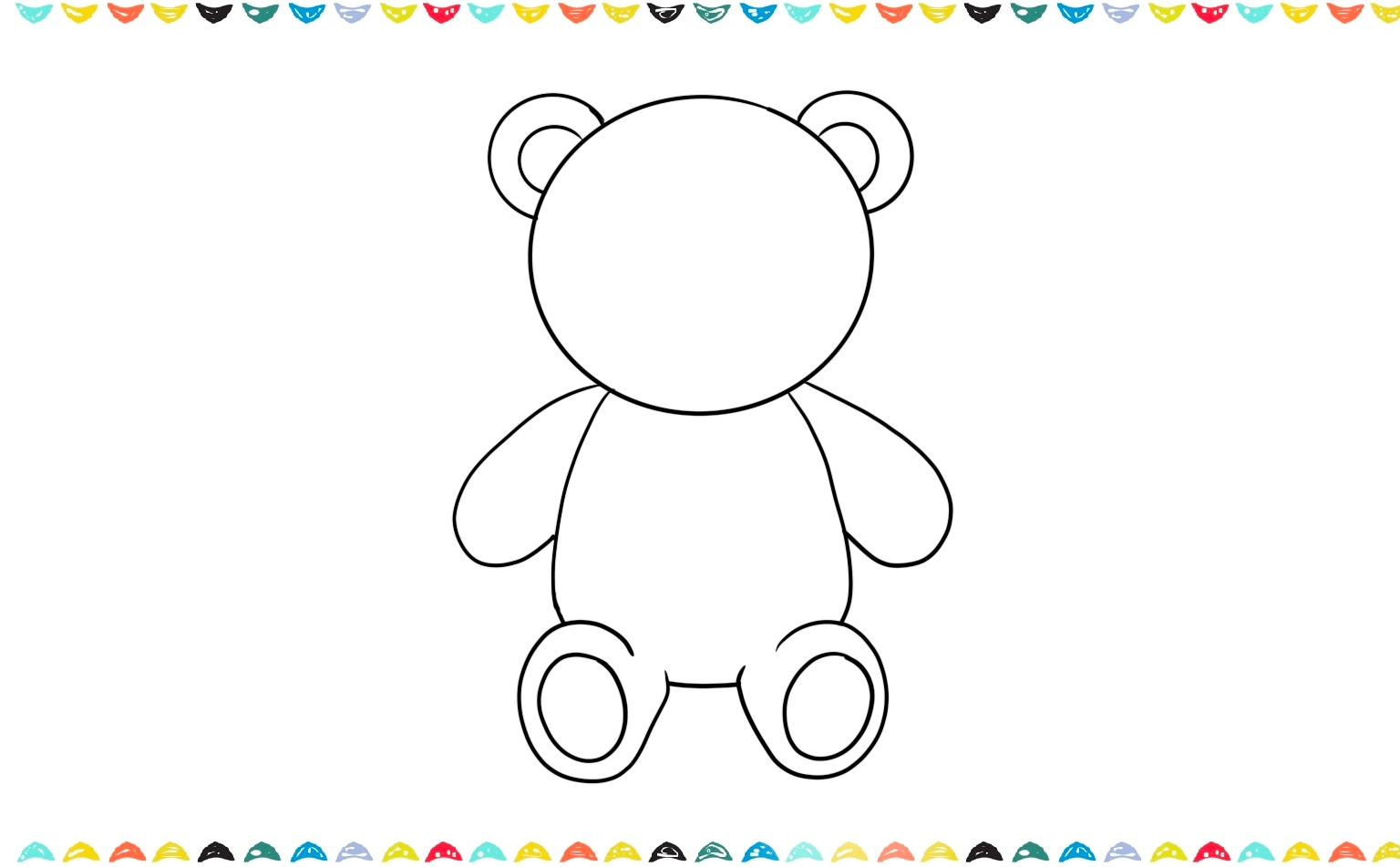sketch the teddy bear's legs sitting on the ground step 5