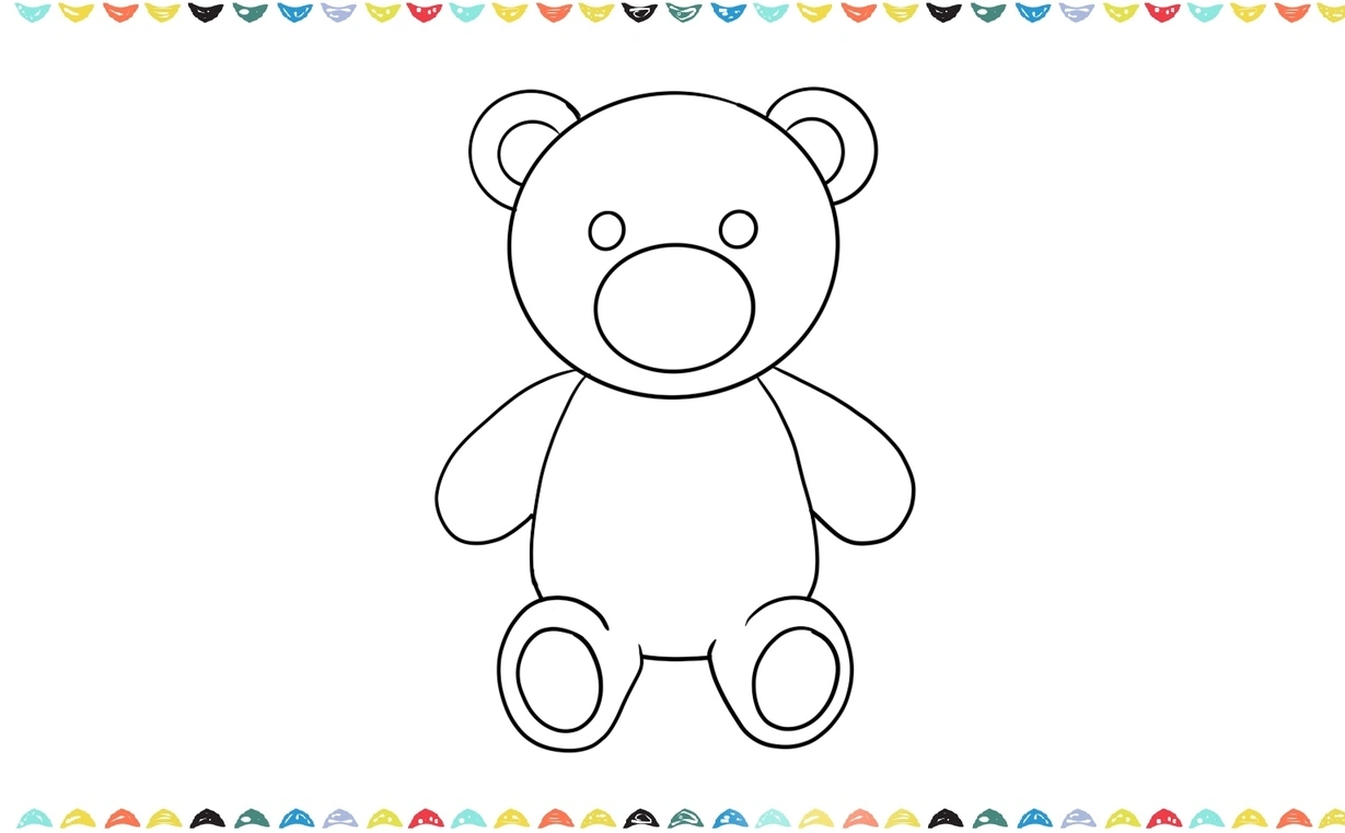 sketch two small circles for eyes and a bigger oval for teddy bear's cute snout step 6