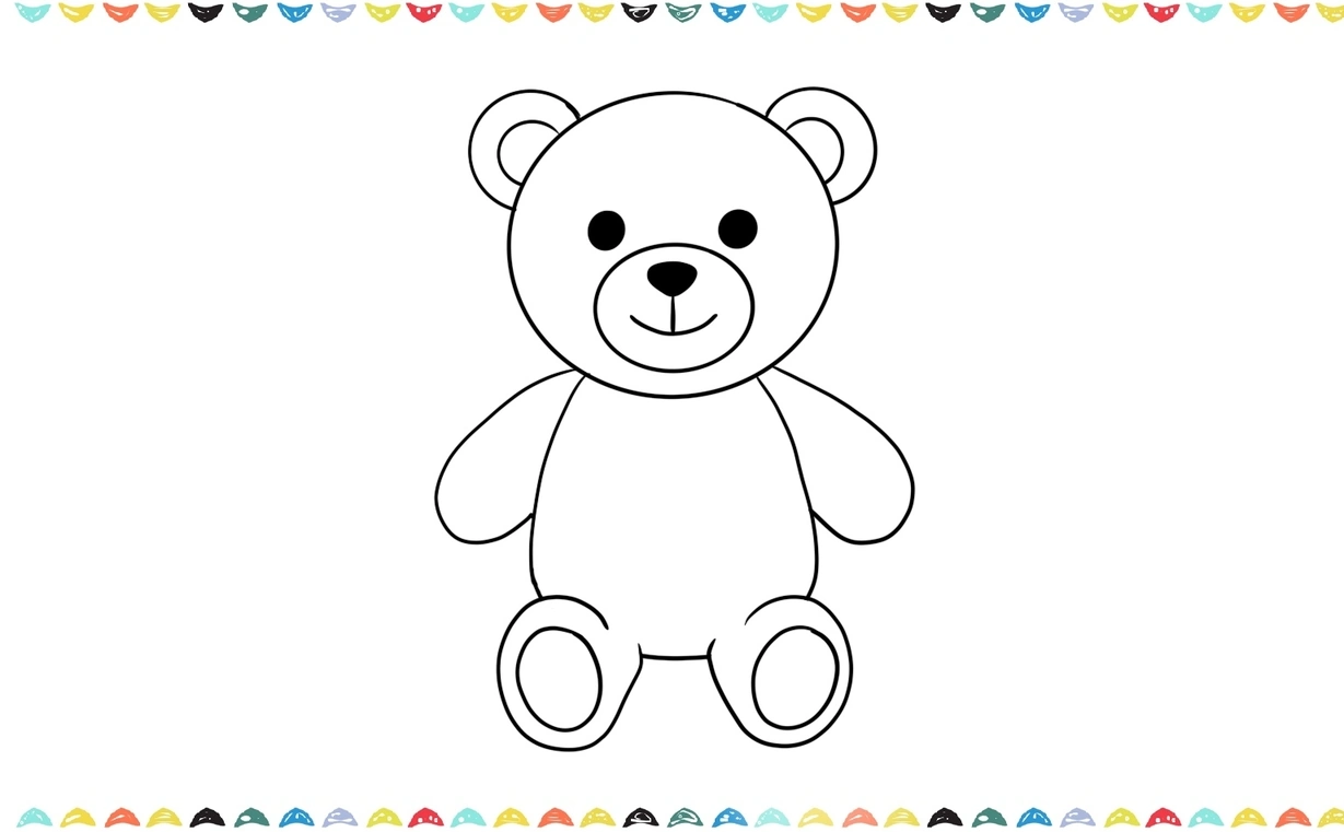 add more facial details on teddy bear sketch step 7