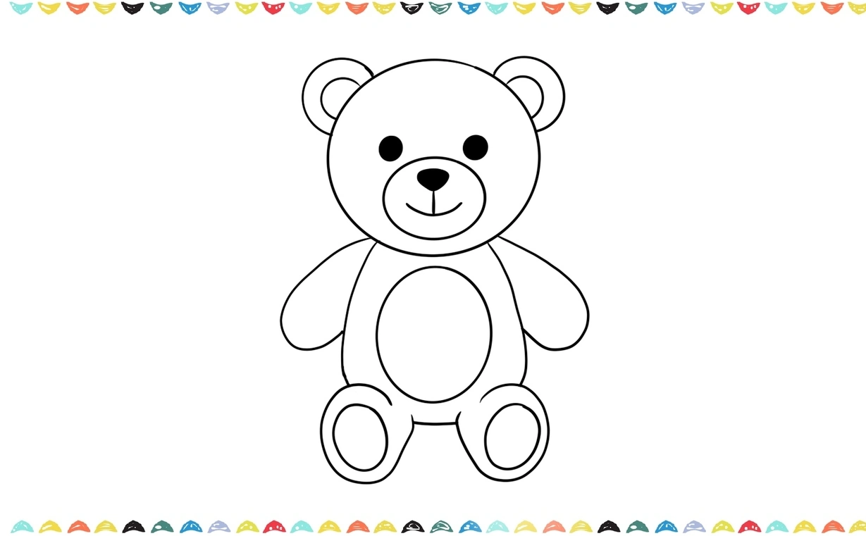 Outline the teddy bear drawing and erase unnecessery lines step 8