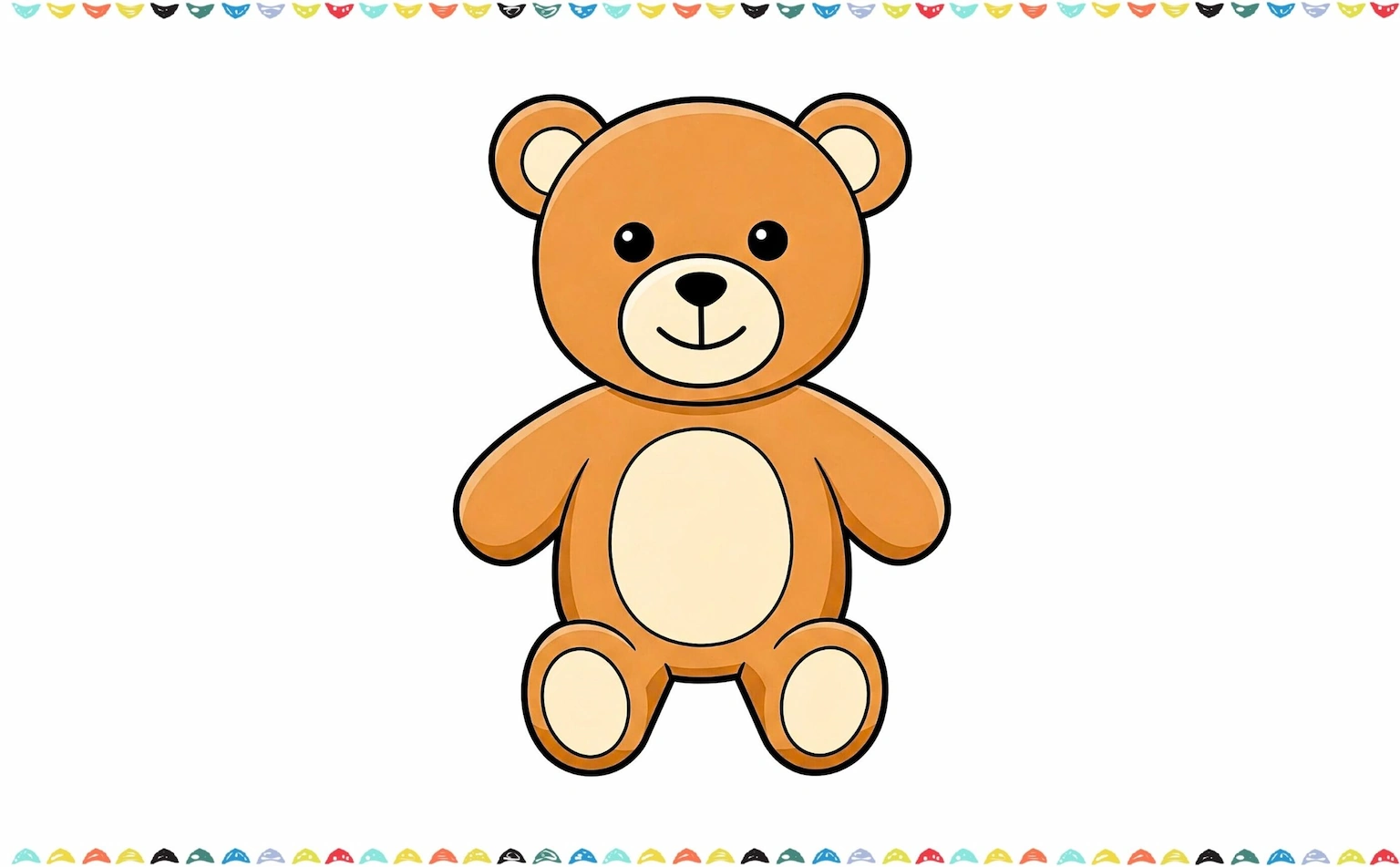 How to draw a teddy bear - colored and finished teddy bear sketch step 9
