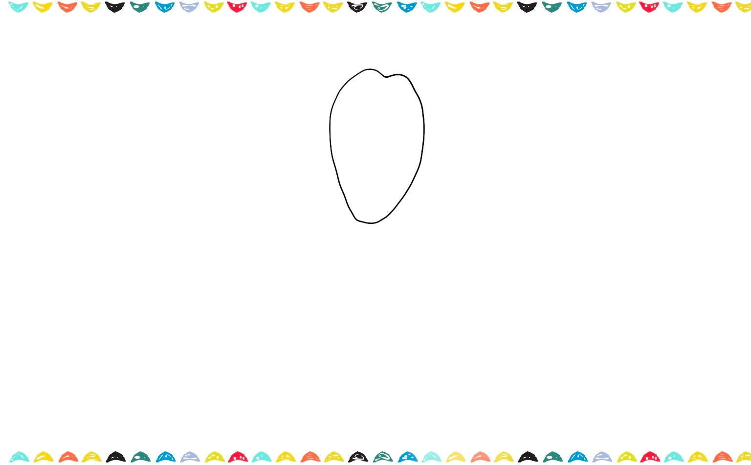 Sketch  a long, oval shape in the center of the paper to form the first tulip petal step 1 