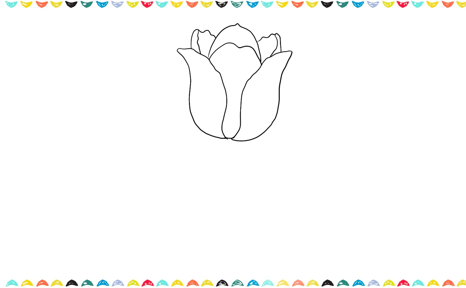 sketch two new petals behind the first three, to make the tulip flower look fuller step 3 