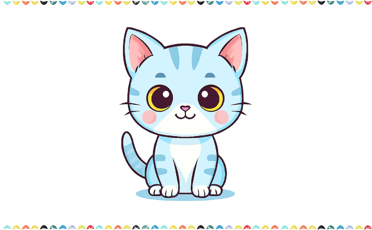 how to draw a cute cat -colored finished drawing step 11