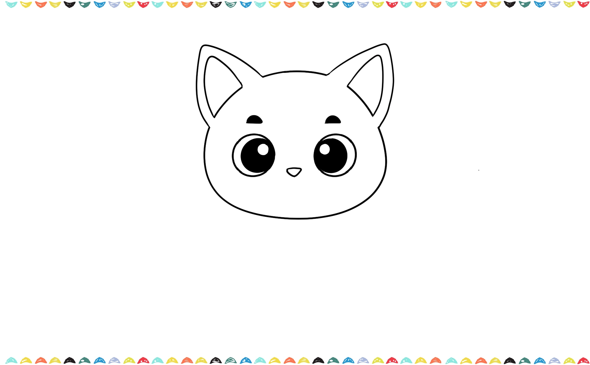 Add two large eyes, with a small triangle for the nose and two simple curved lines drawn above the eyes to represent eyebrows step 5