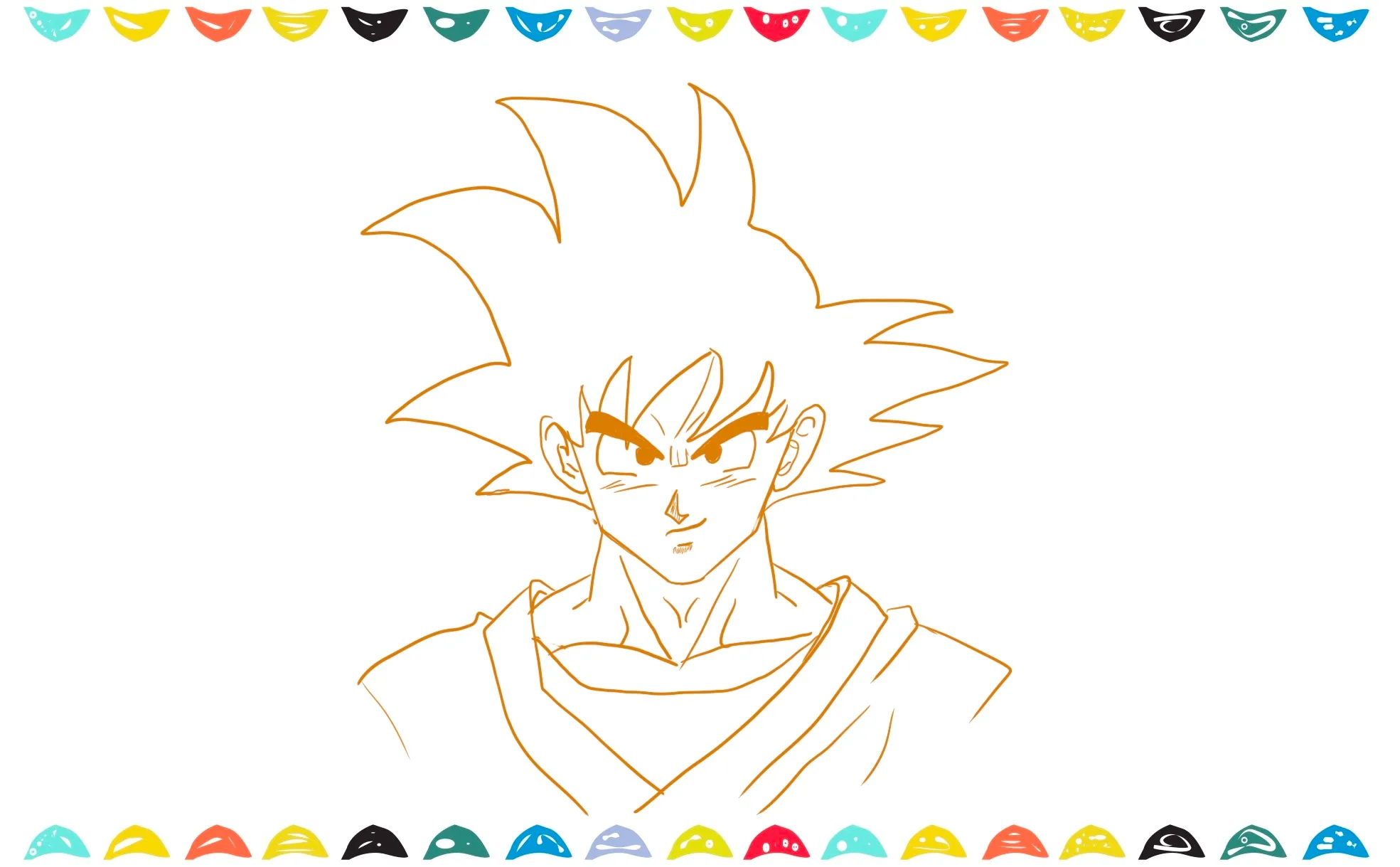 How to draw Goku - Use a black marker to trace over the pencil sketch of Goku drawing step 11