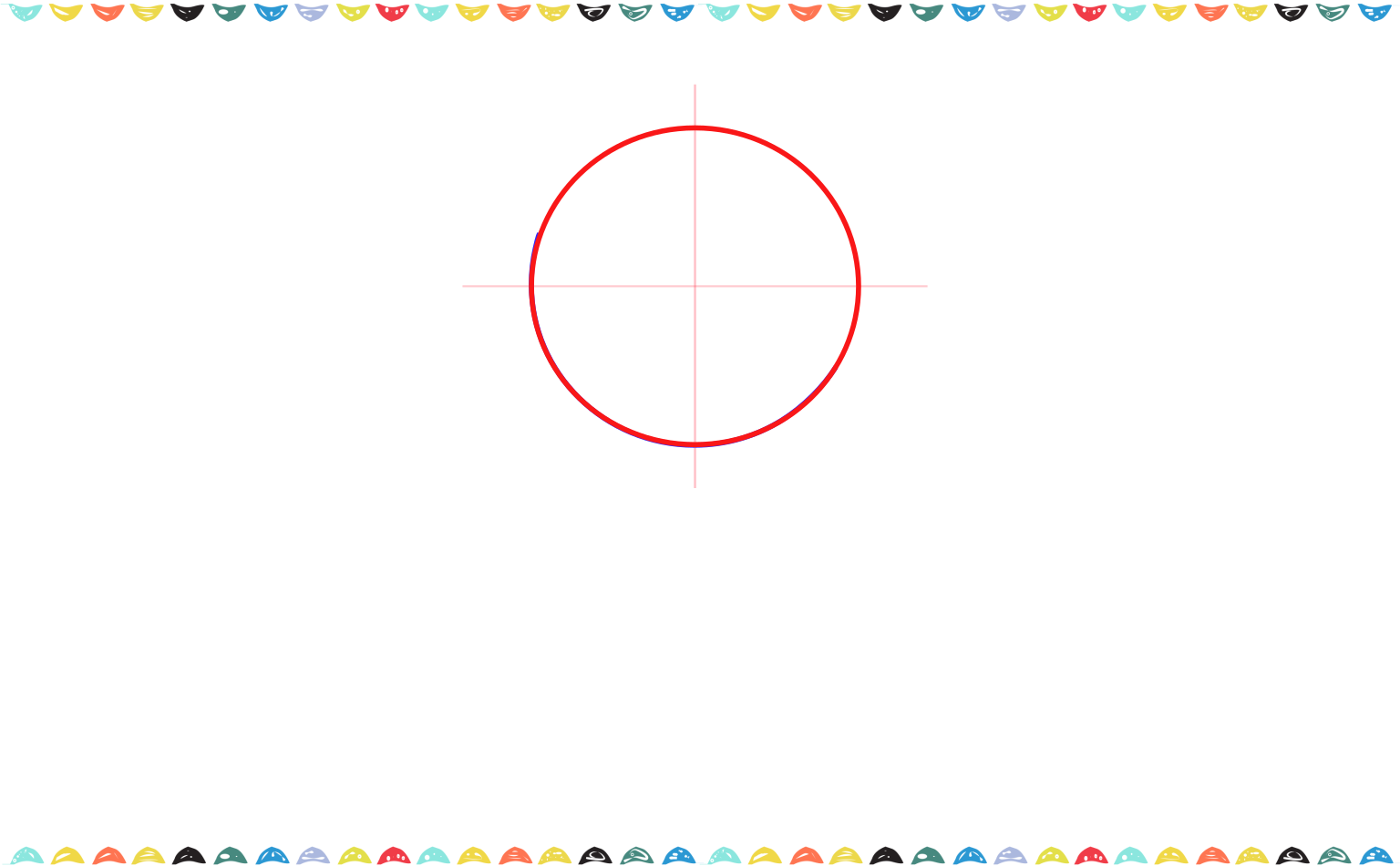 Draw a large circle for Sonic's head and add a vertical and a horizontal line crossing in the center as guidelines step 1