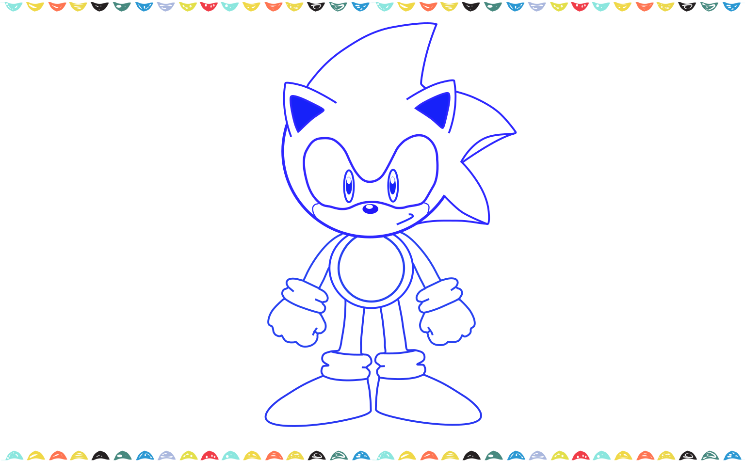 Carefully trace the pencil lines of the finished Sonic sketch with a black marker to create the final outline step 11