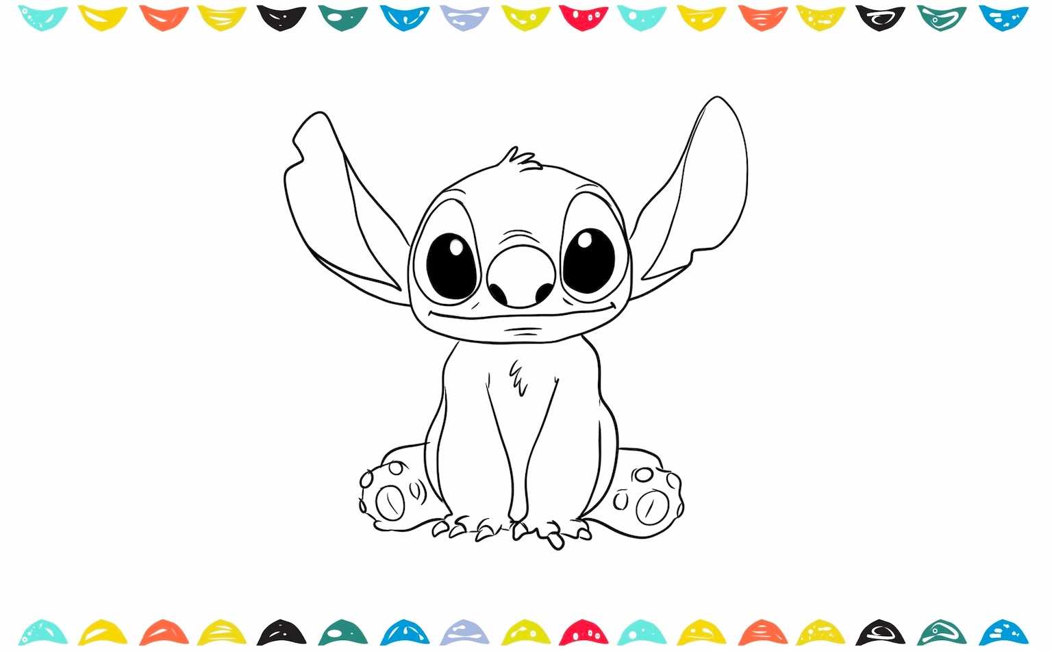 Final pencil sketch of how to draw Stitch with clear outlines step 11