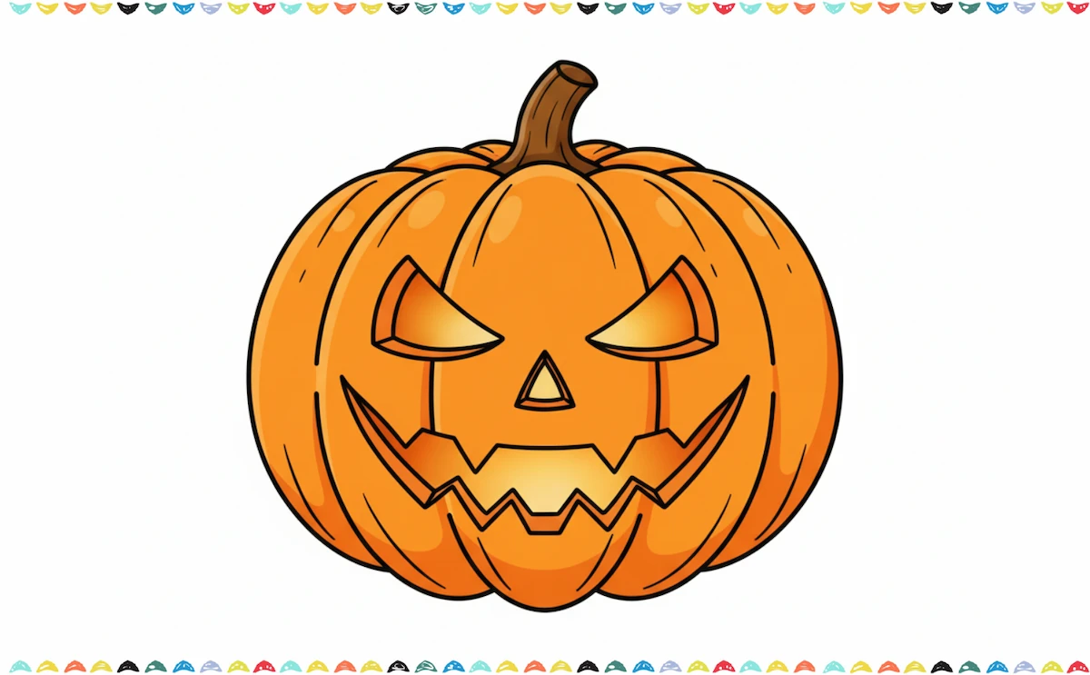 classic jack-o-lantern pumpkin drawing with triangle eyes and zigzag mouth - pumpkin drawing idea 1