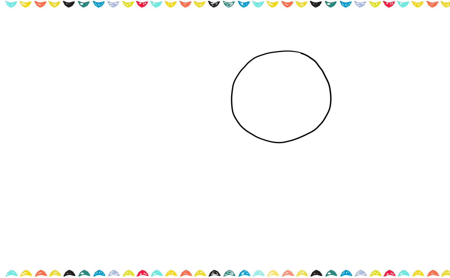 the first step of the drawing: a large, simple circle sketched to represent the bear's head step 1