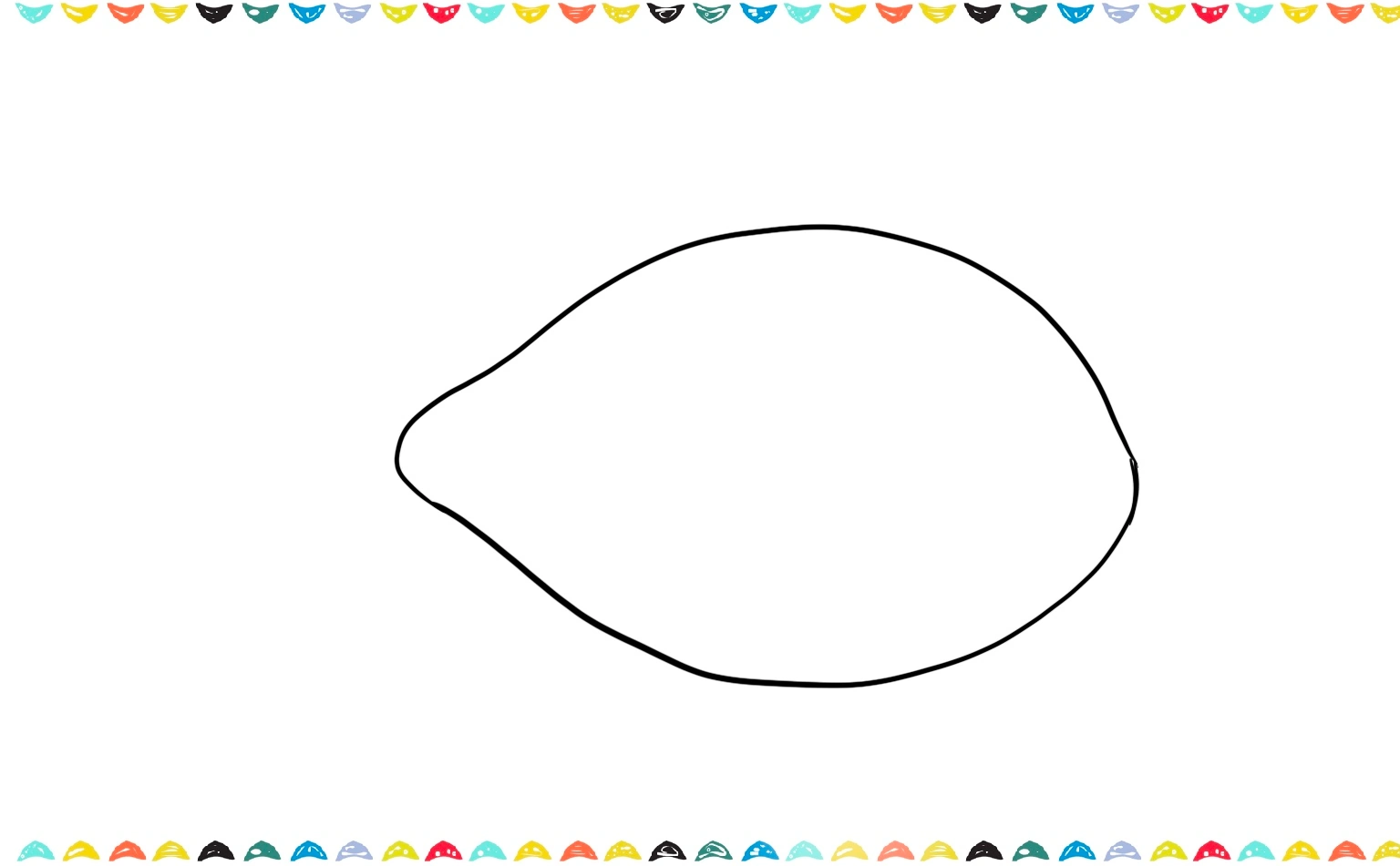 draw a big, simple oval shape for the main body of fish drawing step 1