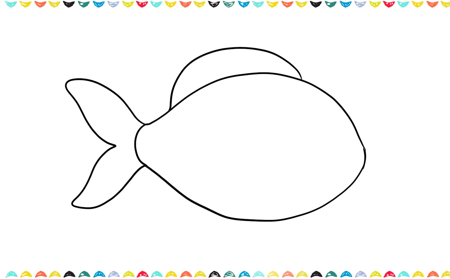 Add a a rounded triangle shapeon the top of the fish's body for the dorsal fin step 3