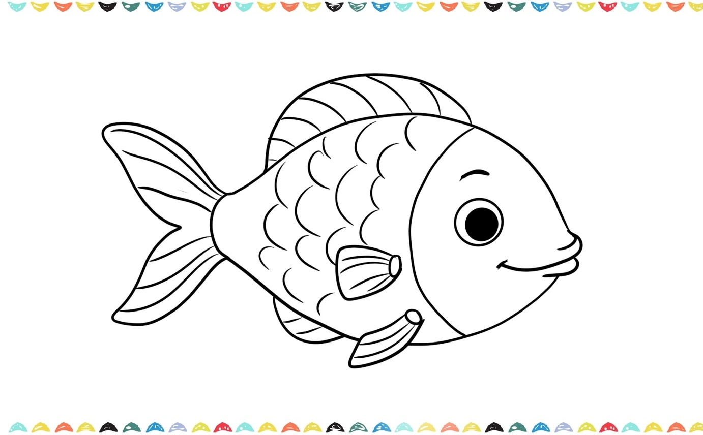 Sketch a small, upward-curving line on the front of the fish's head to create the mouth step 8