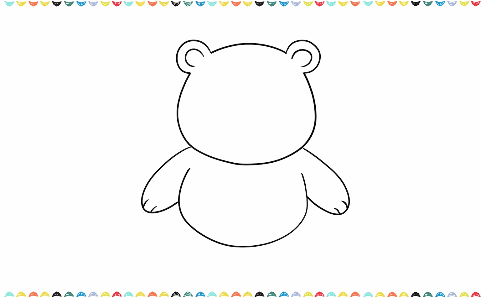 Add two round arms on each side of the body for the panda step 4