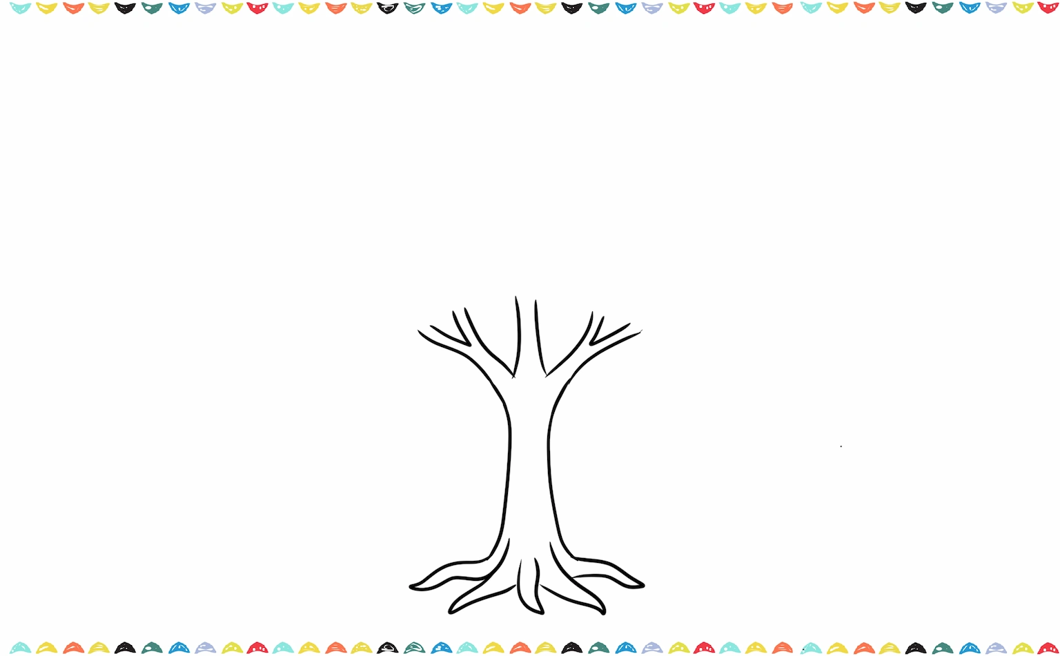 Draw lines from the trunk that split into upward and outward angled tree branches step 3