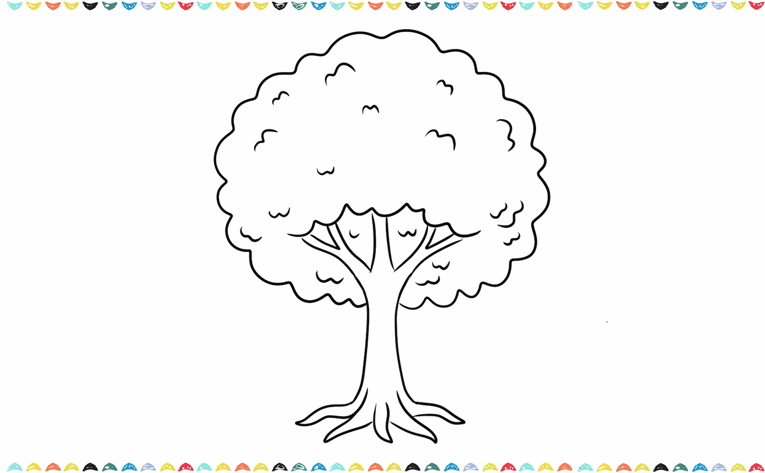 Draw a few smaller curved lines inside the fluffy treetop to show hidden branches step 6
