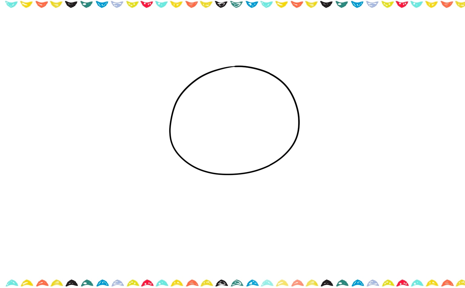 draw a  draw a big, rounded oval for the kuromi's head step 1