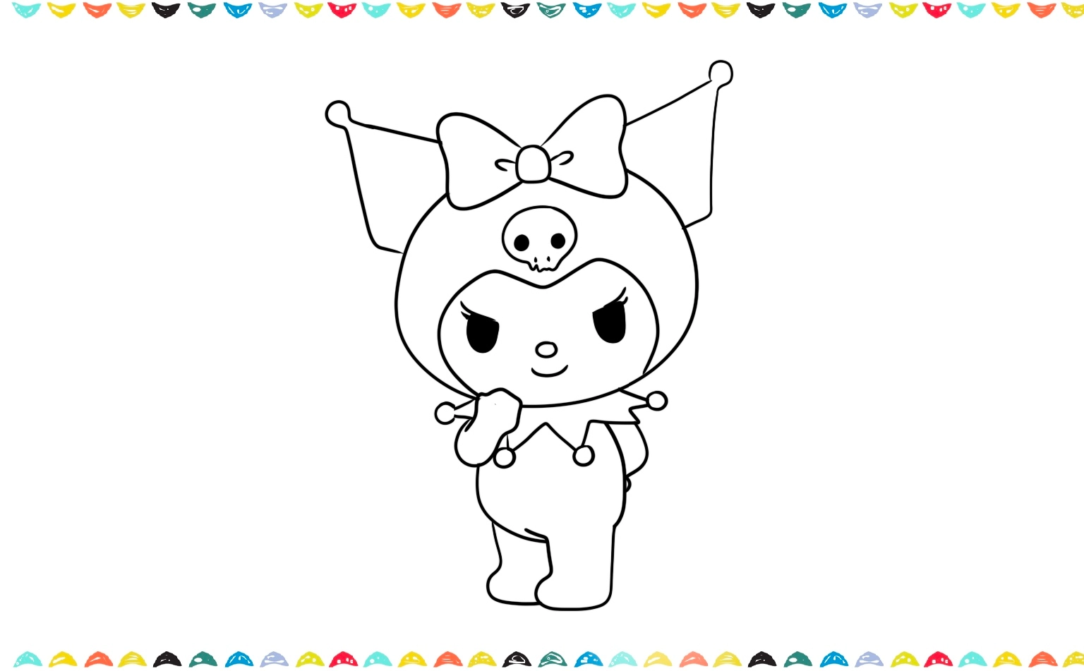 illustrating Kuromi's iconic spiky jester-style collar step 11