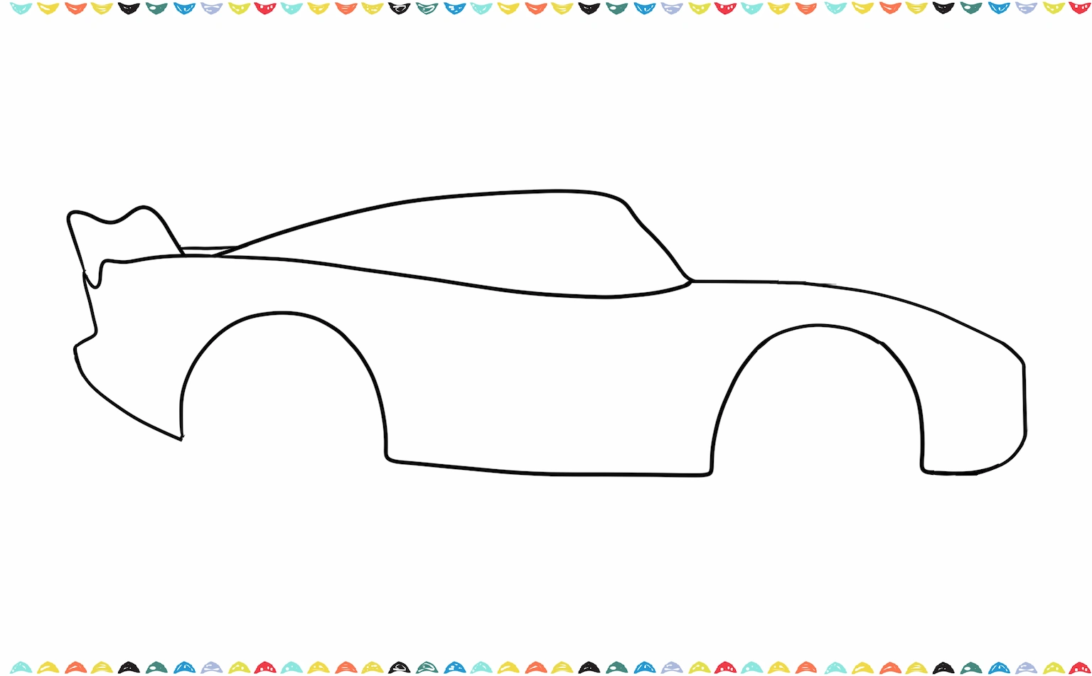 Draw two big circles for the wheels and a smaller circle inside each for the rims step 5