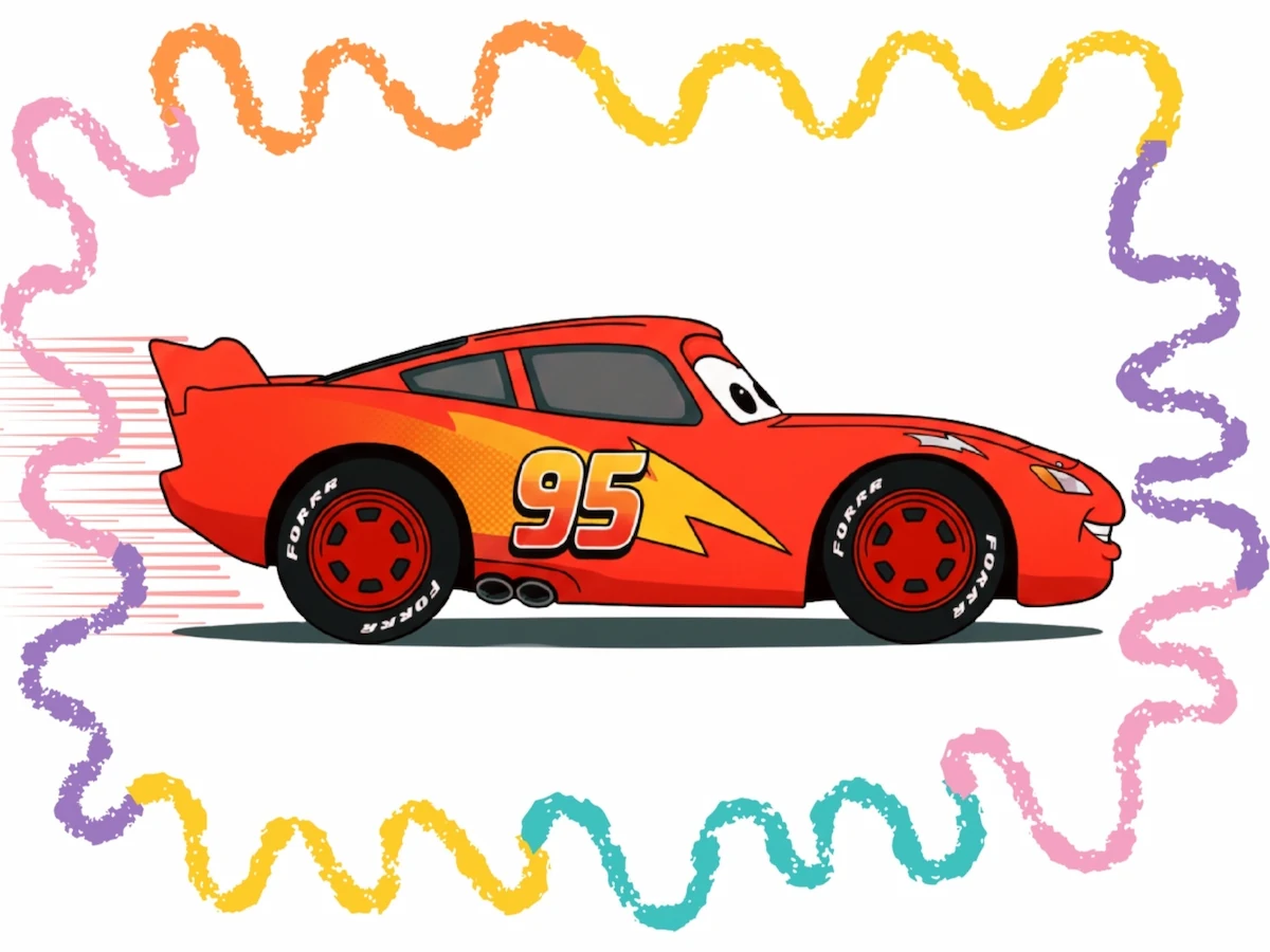 how to draw Lightning McQueen step by step tutorial cover image