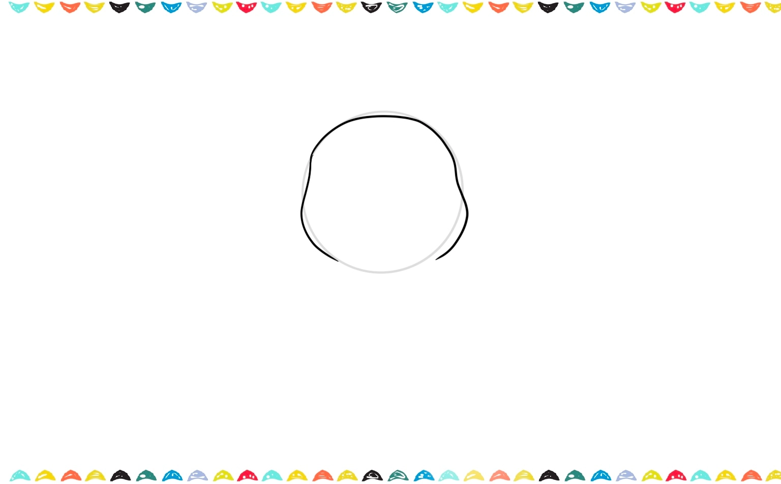 Sketch a large, slightly oval circle for Pikachu's head outline step 2