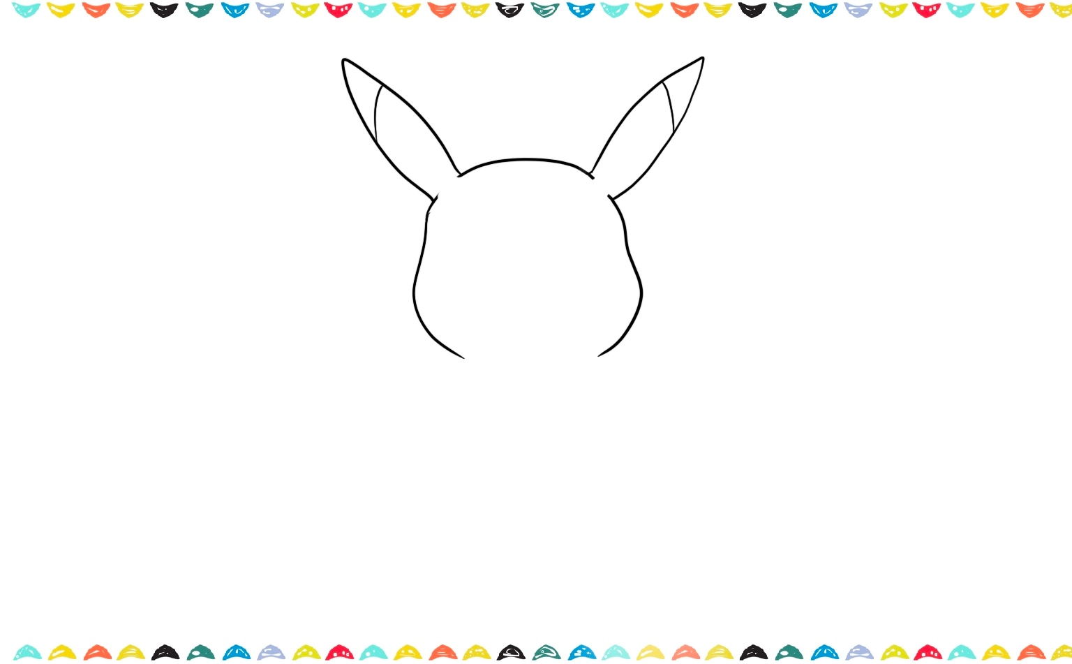 Draw two long, pointed ears on top of the head with black tips at the end step 3