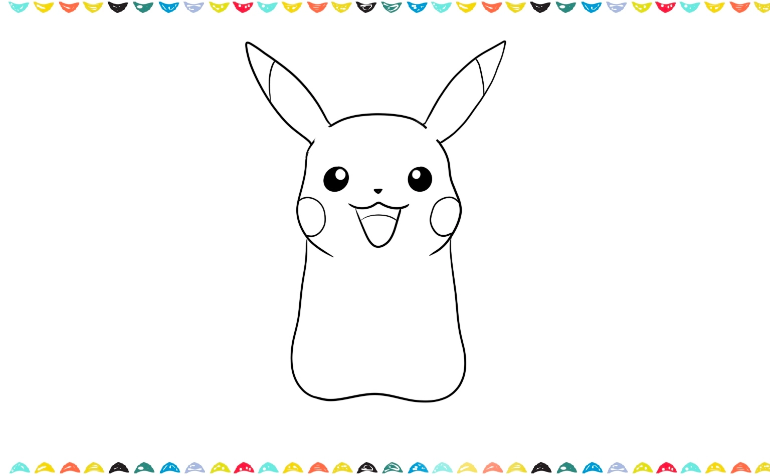 Draw a large, rounded oval shape under the head for Pikachu's body step 6