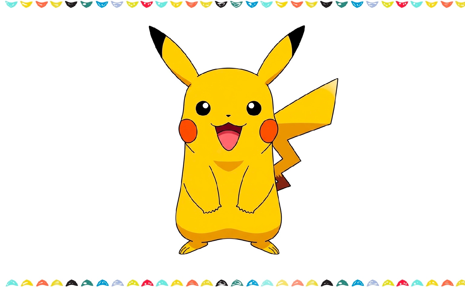 how to draw pikachu - finished and colored Pikachu drawing with bright yellow and black color step 9