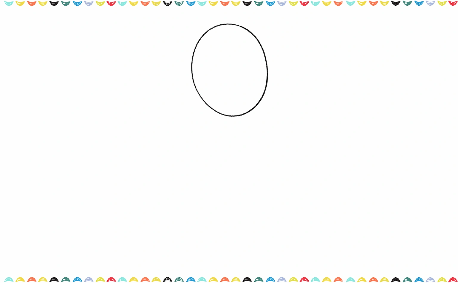 Sketch a soft oval for the dog's head, slightly wider at the top, step 1