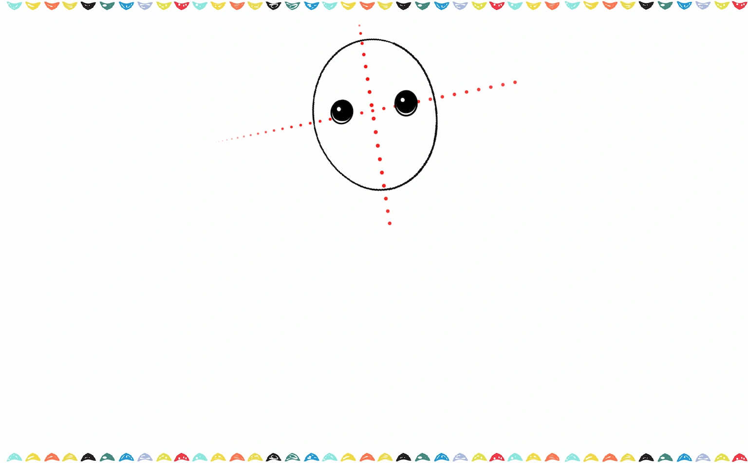 Sketch two large round eyes with pupils and a white sparkle for light reflection step 3