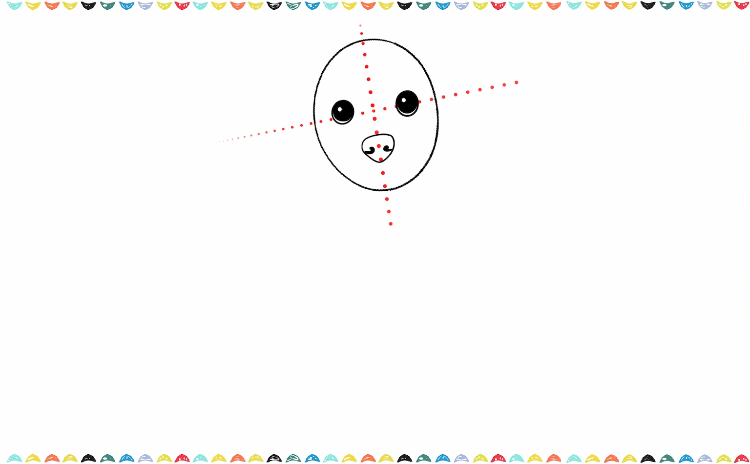 Drawing a shaded oval nose with a small, uncolored highlight for shine on the dog's face step 4