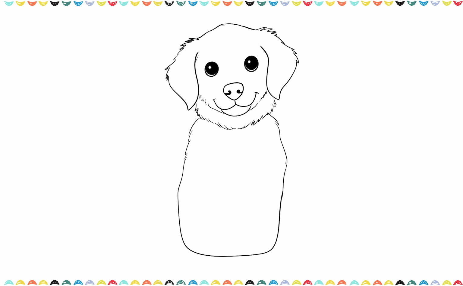 Sketching the neck, chest lines, and the large oval for the body in the how to draw a realistic dog tutorial step 7