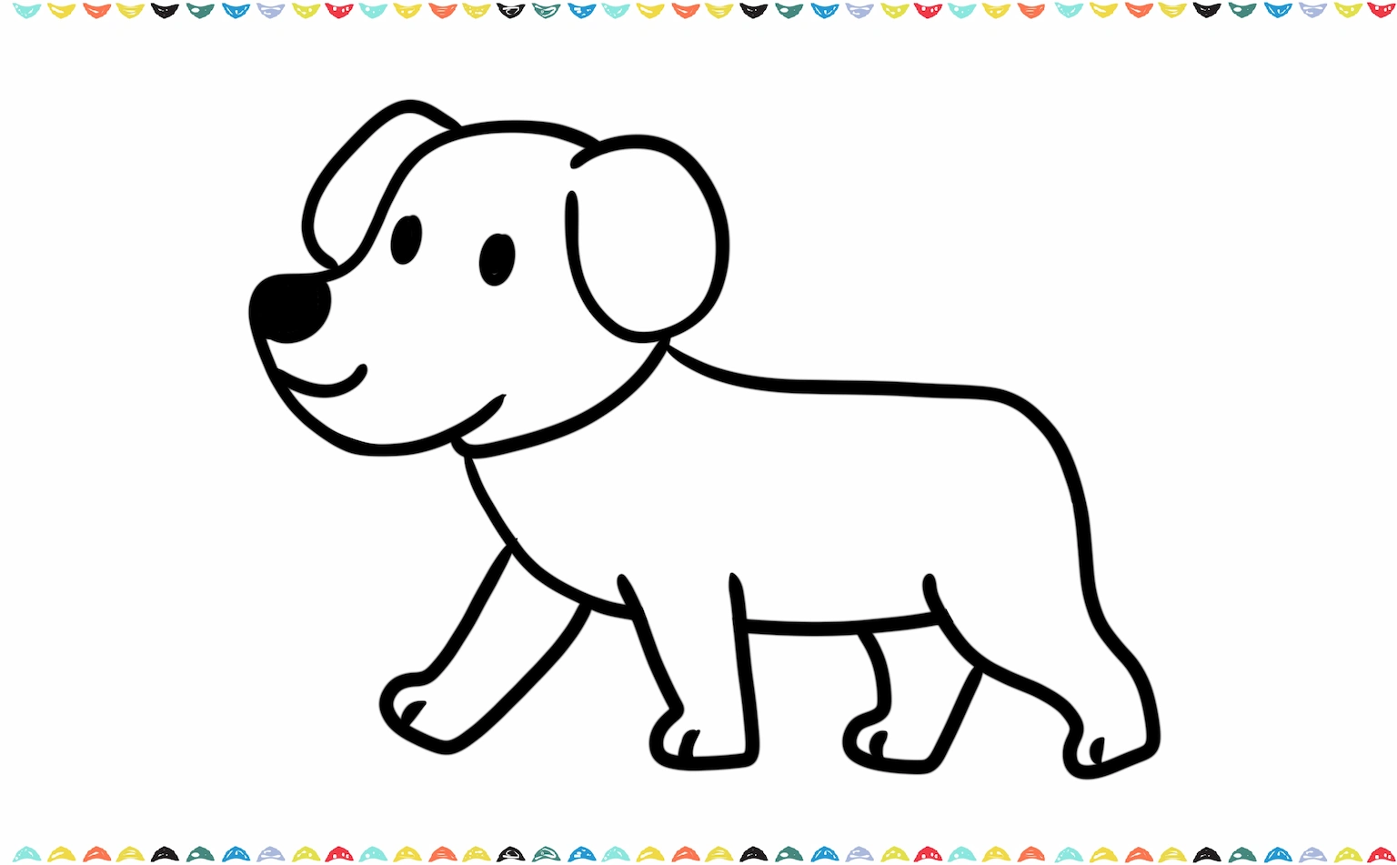 Draw our dog some pawsome power by sketching four short, chunky legs  step 5