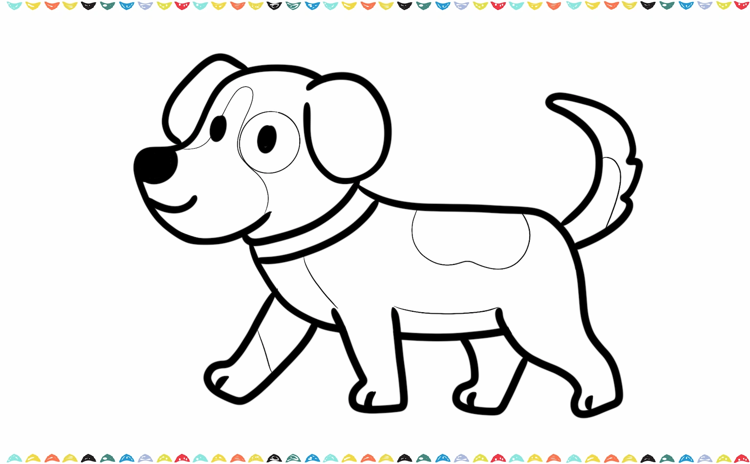 Add the tail and other details - how to draw an easy dog step 6