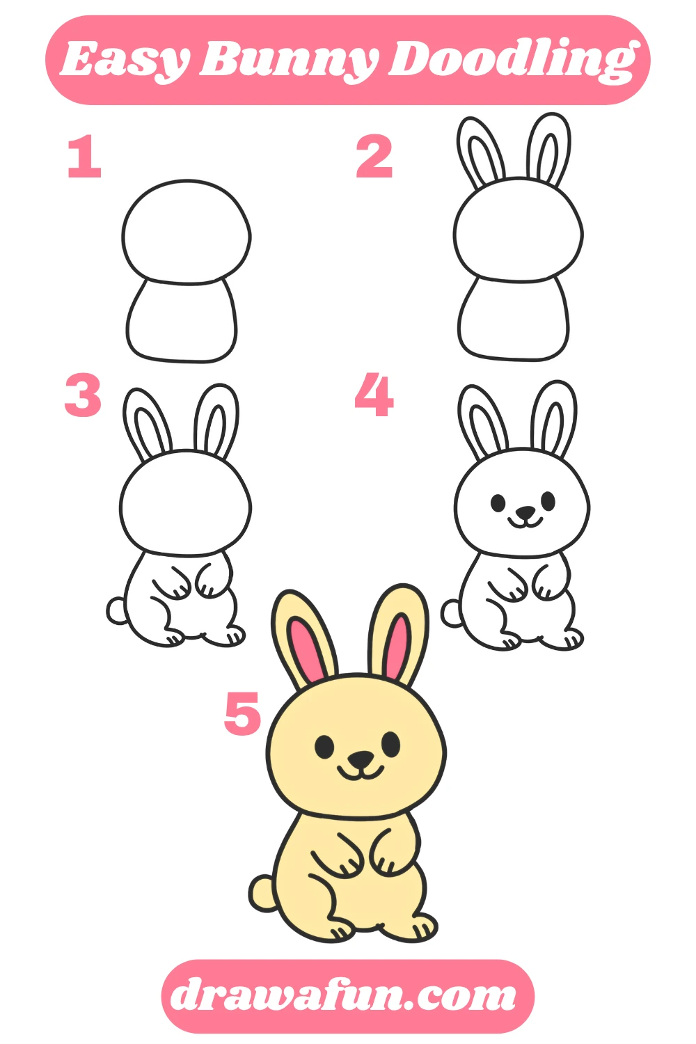 bunny doodle step by step drawing process