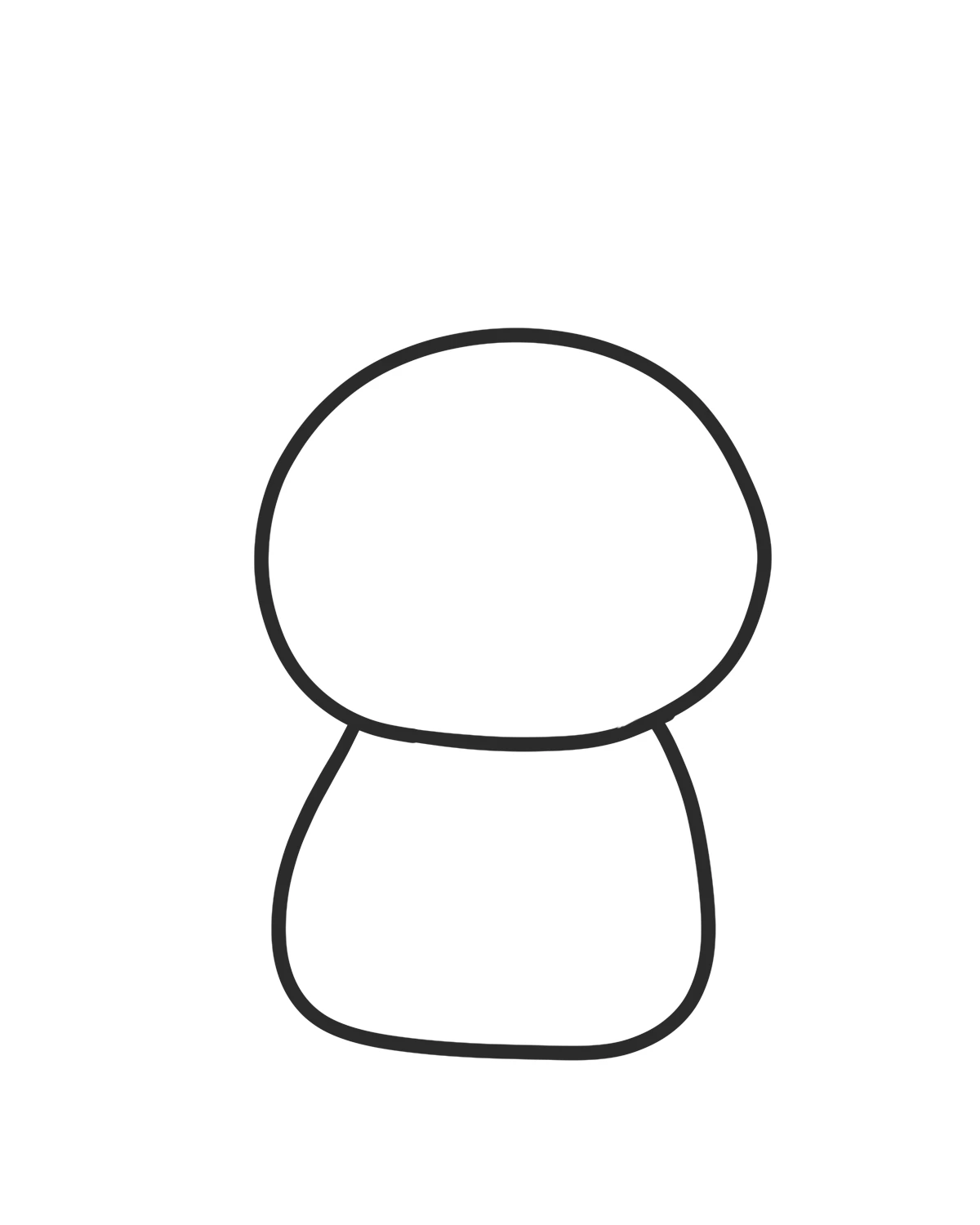 Add two rounded ovals for the head and the body step 1