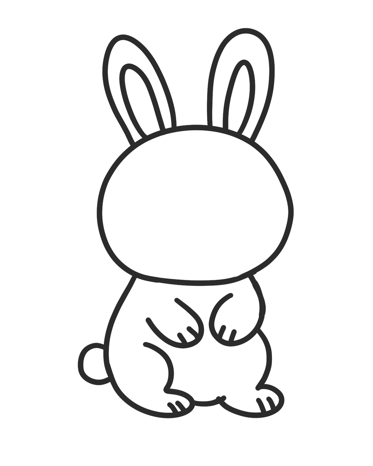 cute bunny doodle step 3 draw simple legs and tail