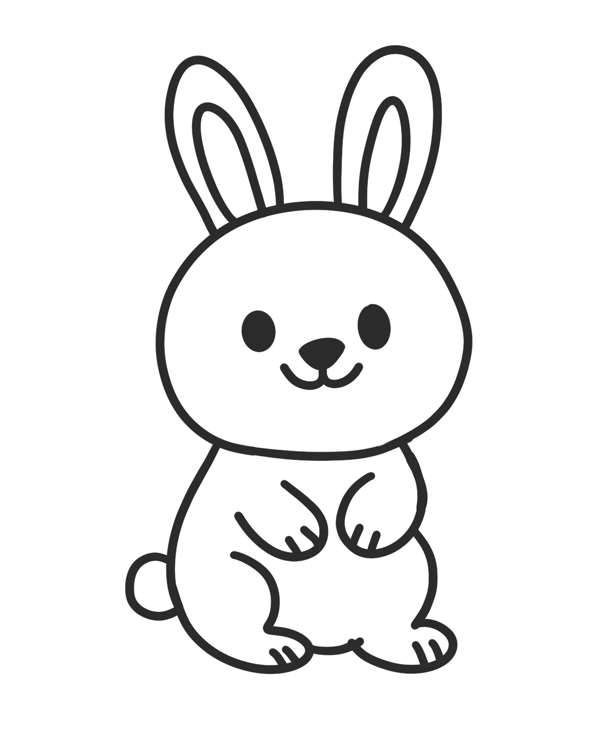 easy bunny doodle step 4 draw eyes nose and smiling mouth