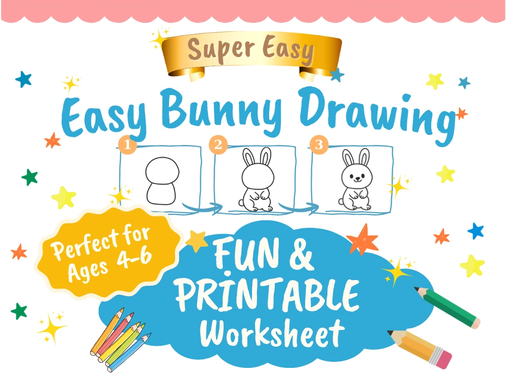 bunny drawing fun printable worksheet