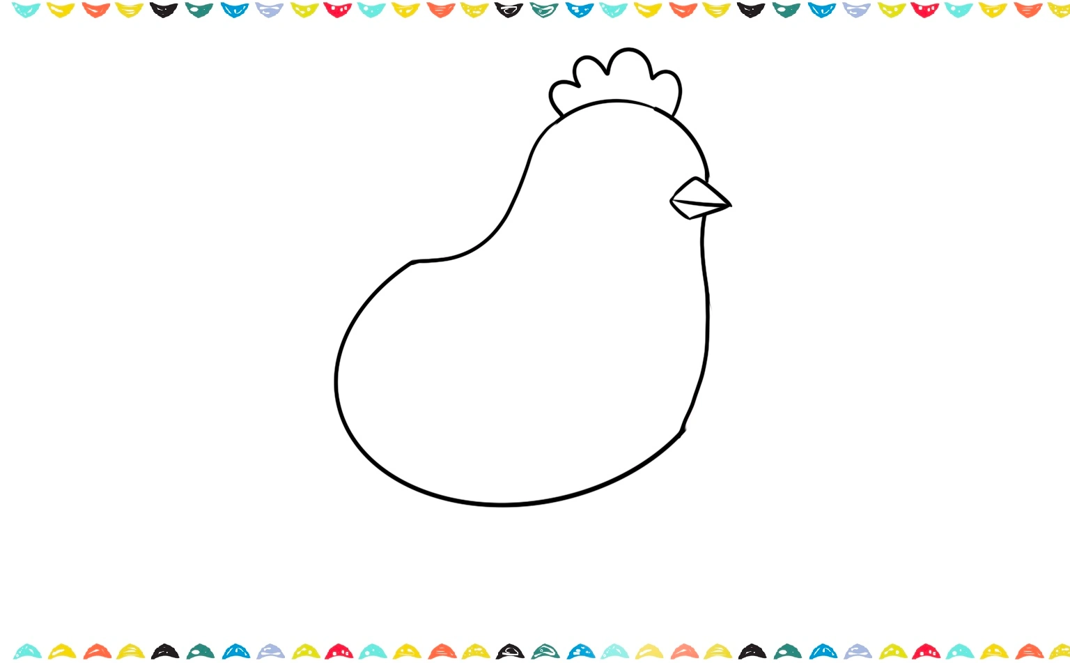 Sketch the beak and comb on the chicken’s head step 5