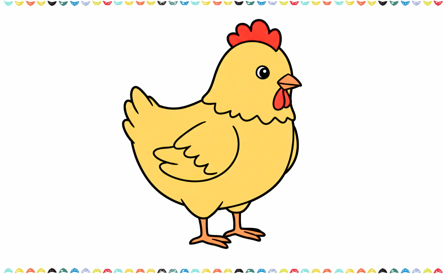 How to draw a chicken outline the chicken’s features and color the chicken sketchstep 9
