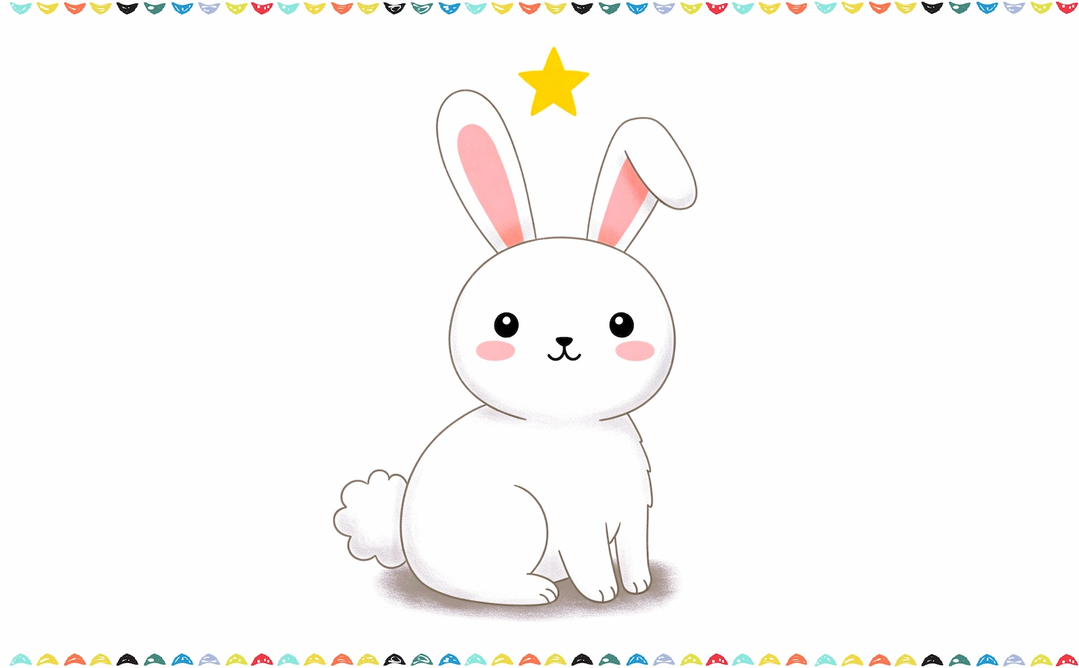 how to draw a cute bunny - finished and colored drawing of a bunny step 10