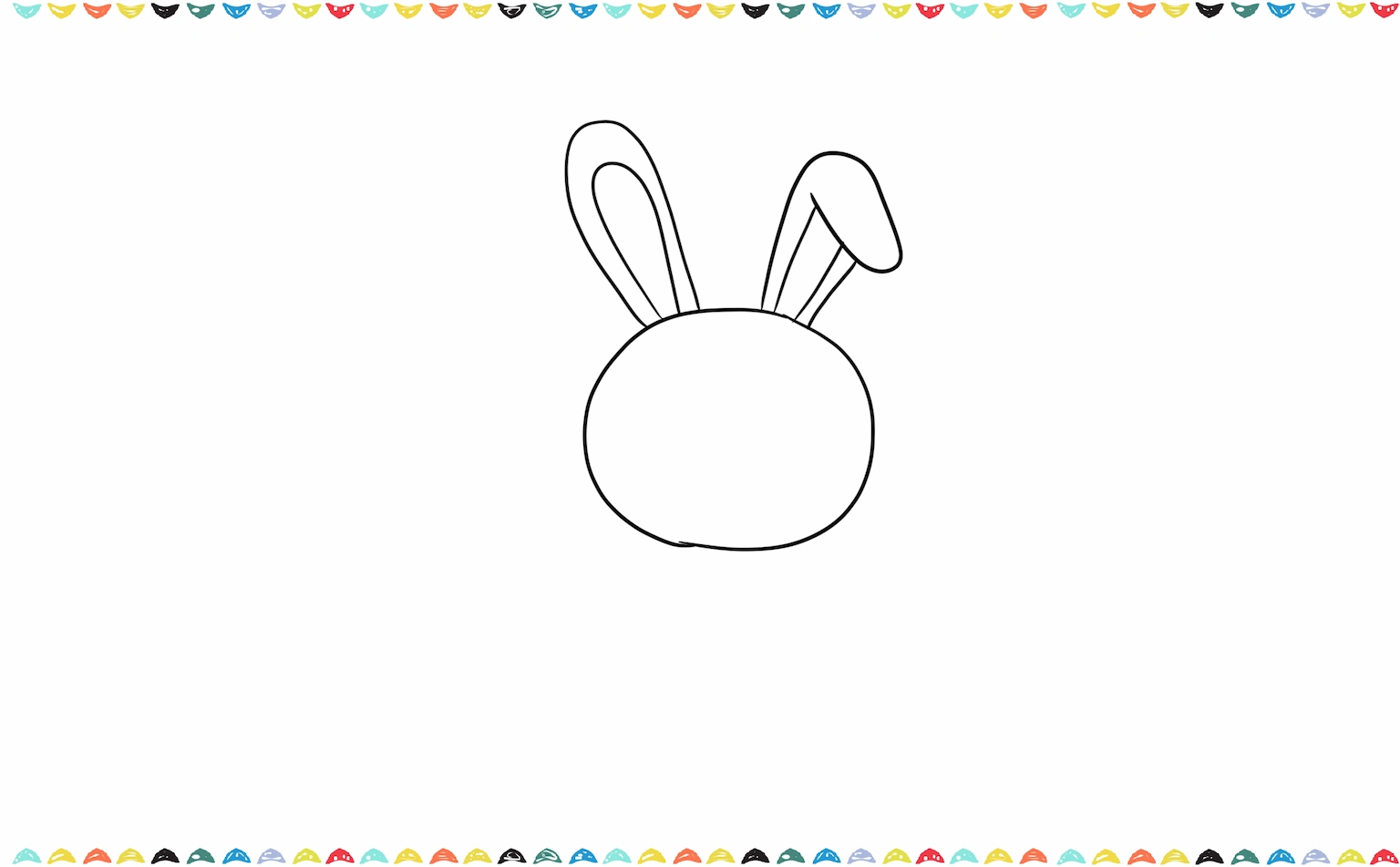 Sketch two long oval shapes for the bunny's ears step 2